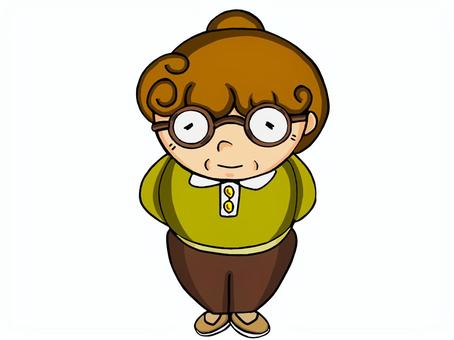 優しそうなおばあさん おばあさん,老人,高齢,眼鏡,女性,靴,優しそうのイラスト素材