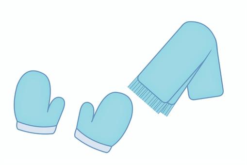 無地の手袋とマフラー(水色) 無地の手袋とマフラー(水色) 手袋,マフラー,ミトン,防寒具,冬,ファッション,編み物,毛糸,衣類,小物のイラスト素材