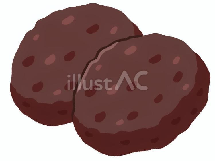 横に並んだ美味しそうな二個のおはぎ おはぎ,ぼたもち,あんころ餅のイラスト素材