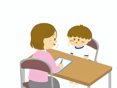 就学時健康診断の面接 就学時健康診断,健康診断,面接,面談,学校,学校生活,小学校,入学準備,子ども,男の子のイラスト素材