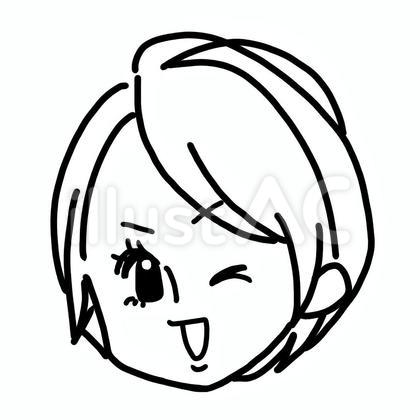 線画のウインクする女性の顔