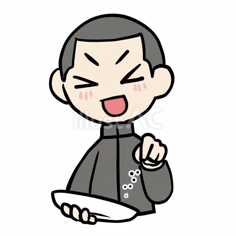 笑顔で塩を振る学生少年 少年,塩,振るのイラスト素材