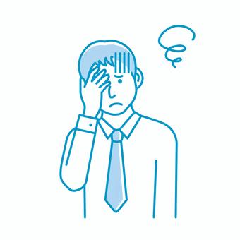 男性会社員イラスト / 悩む・困る・頭痛 人物,男性,会社員,悩む,頭痛,サラリーマン,ビジネスマン,困る,考える,アジア人のイラスト素材