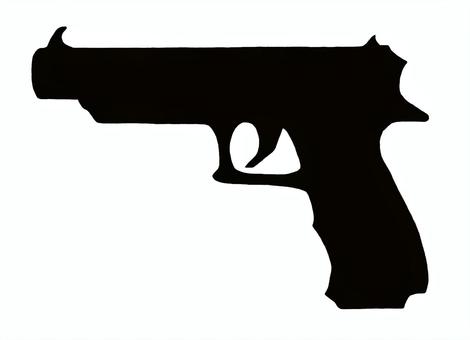 【手描き】ピストルのシルエット 拳銃,シルエット,武器,火器,手描き,リアル,モノクロ,挿絵,白バック,線画のイラスト素材