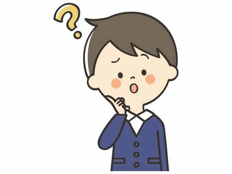 疑問に思う男の子 わからない,疑問,謎,はてな,迷う,悩む,困る,男の子,小学生,小学校のイラスト素材