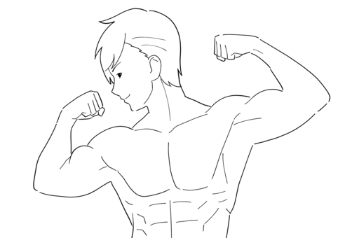 筋肉ムキムキの男性　白黒イラスト 男性,男子,筋肉,筋トレ,ムキムキ,マッチョ,鍛える,力こぶ,筋骨,隆々のイラスト素材