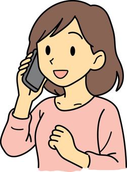 電話をしている女性 電話,電話中,携帯,携帯電話,スマホ,スマートフォン,女性のイラスト素材
