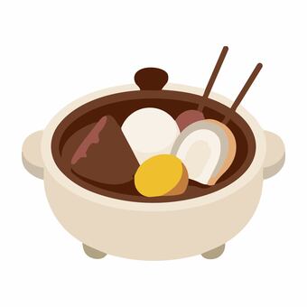 おでん おでん,鍋,なべ,土鍋,大根,卵,こんにゃく,ちくわ,食べ物,和食のイラスト素材