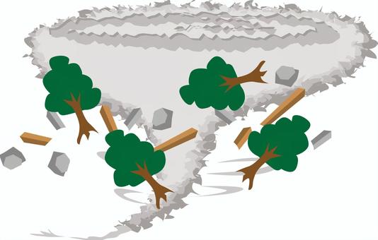 竜巻　　 竜巻,樹木,石,飛ぶ,渦,雲,大気,自然現象,災害,脅威のイラスト素材