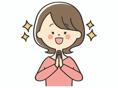 感謝する若い女性 感謝する若い女性 感謝,ありがとう,お礼,感動,感激,褒める,嬉しい,喜び,笑顔,楽しみのイラスト素材