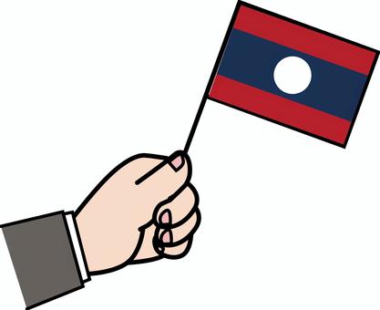 ラオス国旗持つ　 国旗,持つ,手,ラオス,アジア,国際,外国,外交,デフォルメのイラスト素材