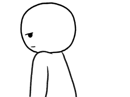 疑う棒人間線画 棒人間,人物,不信,不安,疑惑,軽蔑,手描き,落書き,表情,黒のイラスト素材