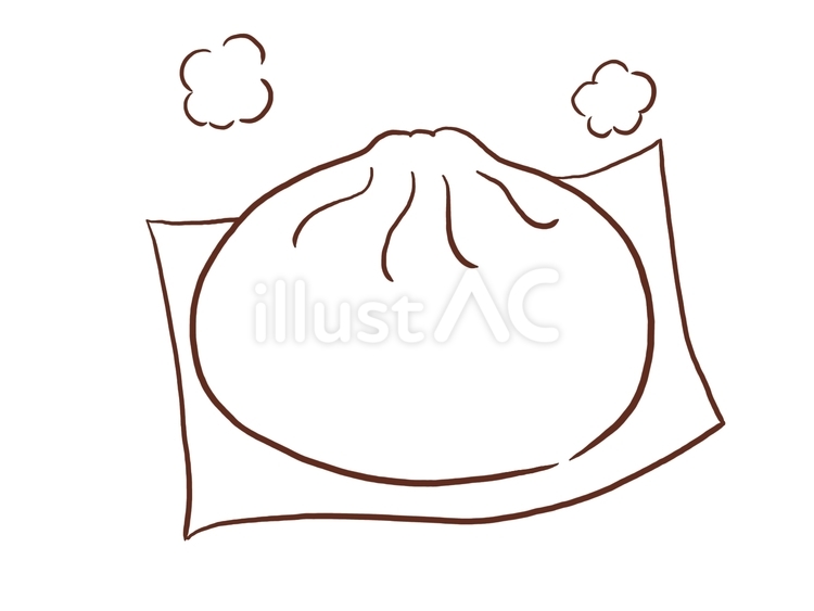 シンプルな肉まん(線画) 肉まん,豚まん,ほかほかのイラスト素材