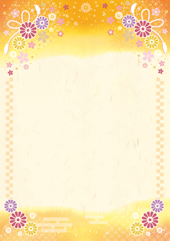 背景939 背景,和風,和柄,和紙,オレンジ,黄色,かわいい,きれい,水彩風,七宝柄のイラスト素材