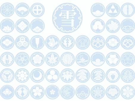 And handle_Snow pattern_Water color_Pill_1, japanese style, snow, snow pattern, JPG, PNG and AI