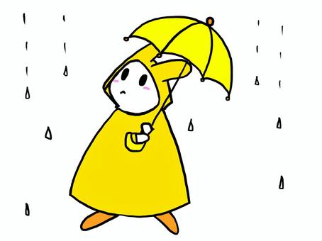 Illustration, rabbit, raincoat, umbrella, 