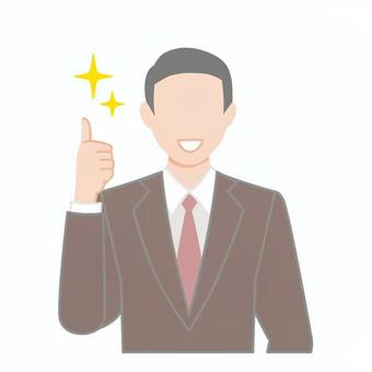 いいねするボジティブな上司 人,笑顔,ビジネスマン,いいね,サラリーマン,上司,部長,40代,1人,上半身のイラスト素材
