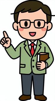 カーキの男性の先生です。 授業,先生,シンプル,教師,学び,勉強,指導,学習,説明,学ぶのイラスト素材