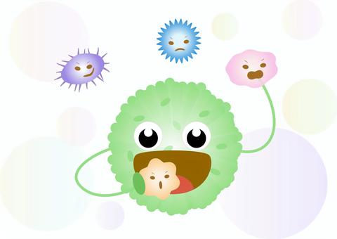 マクロファージ_細胞 マクロファージ,免疫,栄養,細胞,擬人化,かわいい,免疫細胞,健康,白血球,自然免疫のイラスト素材