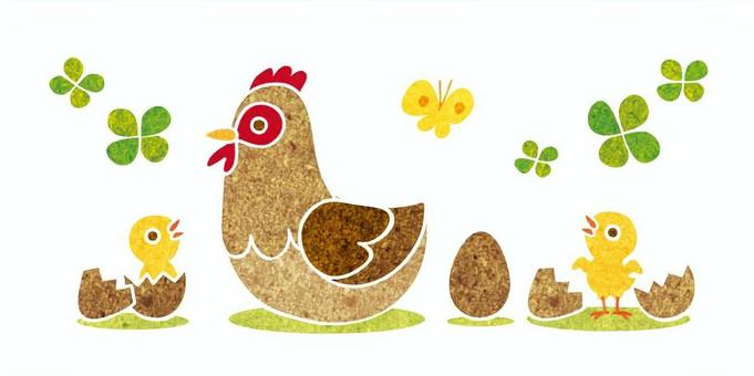 にわとり親子 にわとり親子 にわとり,鶏,酉のイラスト素材