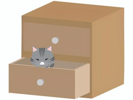 引き出し_猫 引き出し,猫,さばとら,動物,かわいい,収納のイラスト素材