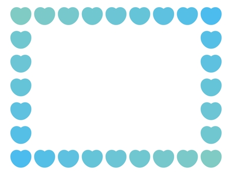 爽やかグラデハートのフレーム フレーム,枠,囲み,飾り,ハート,グラデーション,水色,青,ミントグリーン,スカイブルーのイラスト素材