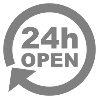 24時間営業のアイコン グレー 24時間,営業,open,開店,ショップ,店,コンビニ,一日,ループ,オープンのイラスト素材