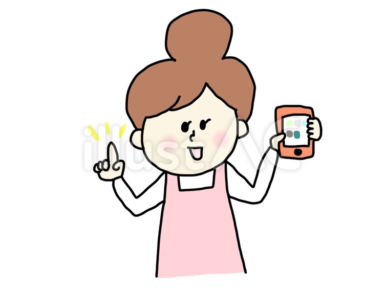 スマホを持つ主婦 主婦,ママ,スマホのイラスト素材