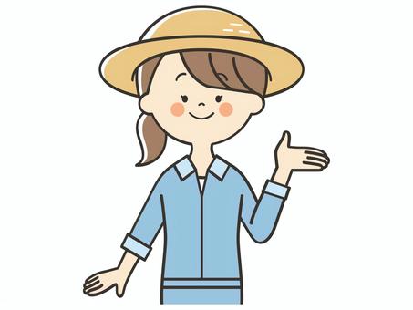 紹介する農家の女性 紹介,案内,説明,農家,教える,紹介する,解説,アドバイス,誘導,お知らせのイラスト素材