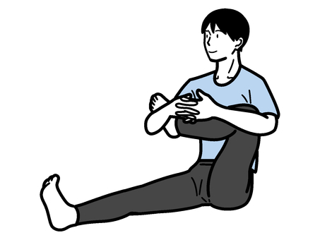 ヨガ_ゆりかごのポーズ_02 手書き,ヨガ,ゆりかごのポーズ,ポーズ,男性,フィットネス,エクササイズ,健康,美容,ダイエットのイラスト素材