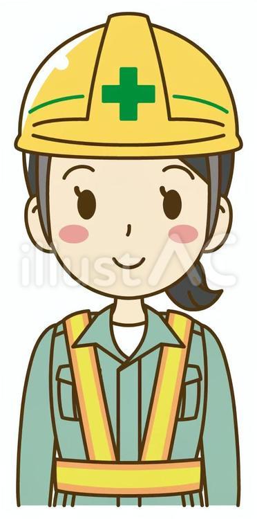 反射ベストを着た女性作業員＿上半身＿工事 作業員,作業服,作業着のイラスト素材