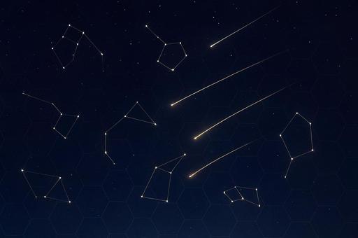 群青夜空と流星群・幾何学星座の幻想背景