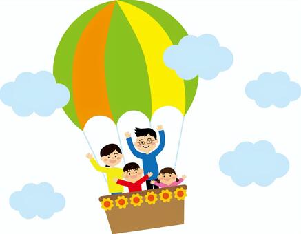 Family on a balloon, une famille, un ballon, les gens, JPG