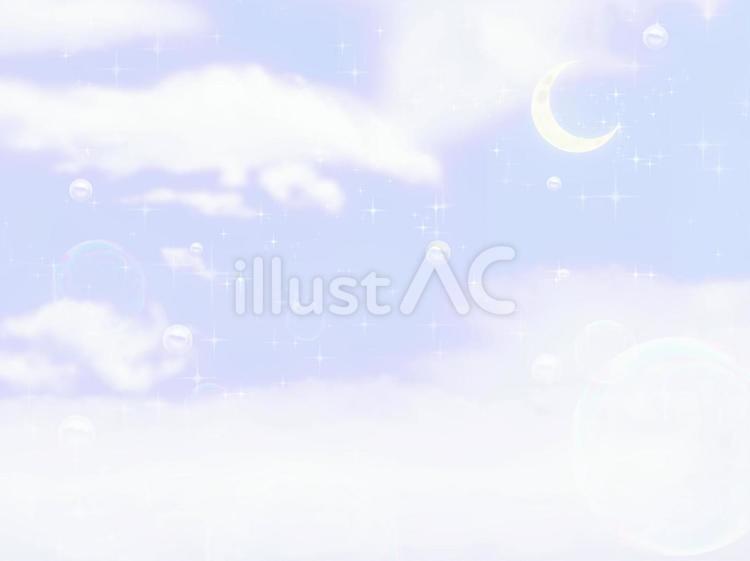 ふわふわ三日月の空02 背景,壁紙,背景素材のイラスト素材