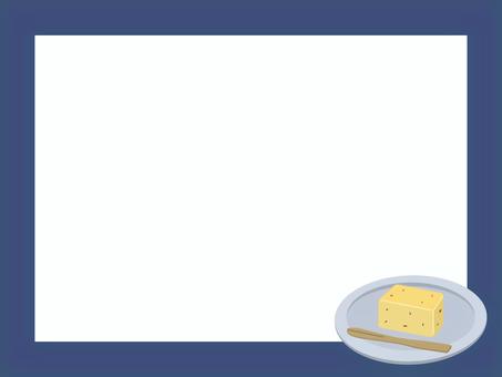 皿に載った芋羊羹　フレーム青 芋ようかん,羊羹,和菓子,さつまいも,フレーム,枠,背景,秋の味覚,秋,芋のイラスト素材