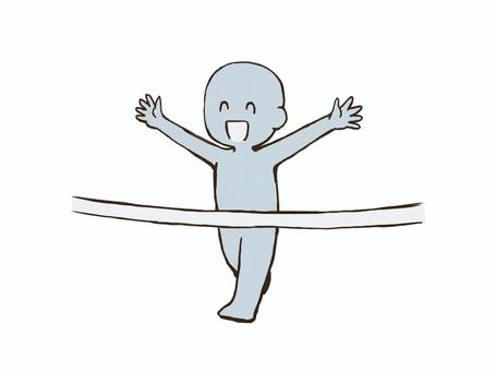 ゴールをするドローイング デッサン,人形,ラフ,ポーズ,ゴール,ドローイング,ゴールテープ,喜ぶ,万歳,走るのイラスト素材