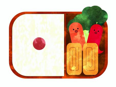 お弁当 お弁当,たまごやき,たこさんウインナー,ブロッコリー,手作り,行楽のイラスト素材