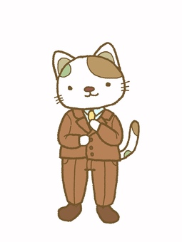 ブレザー姿の三毛猫キャラクター 猫,三毛猫,擬人化,制服,ブレザー,学生,スーツ,動物,キャラクター,かわいいのイラスト素材