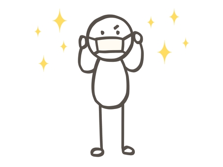 棒人間　マスクでインフルエンザ予防 棒人間,人,マスク,予防,風邪,インフルエンザ,病気,エチケット,対策,バッチリのイラスト素材