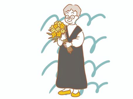 おしゃれなおばあちゃん おしゃれ,ファッション,おばあちゃん,おばあさん,高齢者,グレーヘア,メガネ,ショートカット,かわいい,シンプルのイラスト素材
