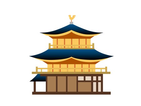金閣寺のイラスト 金閣寺,京都,歴史的建造物,歴史,文化,室町時代のイラスト素材