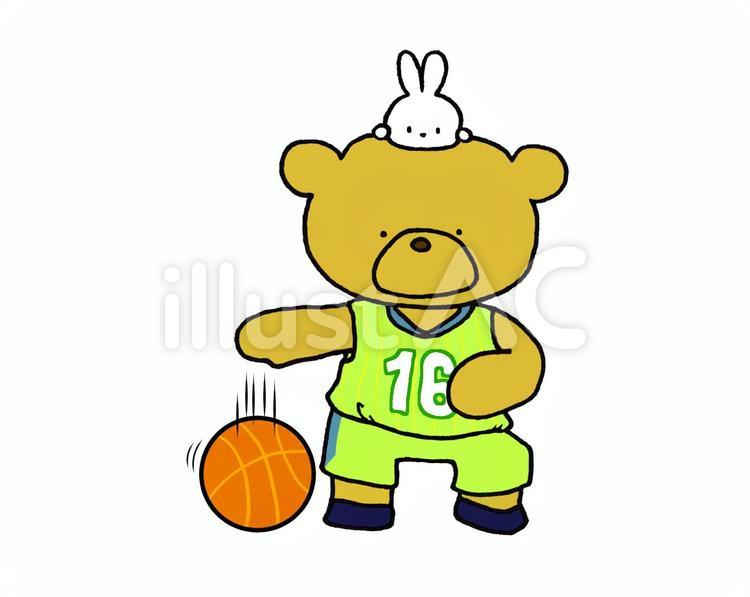 くまちゃんとうさちゃん35-2 バスケ,くま,うさぎのイラスト素材