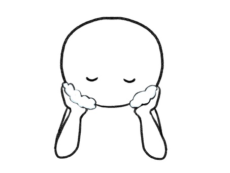 洗顔する棒人間 棒人間,洗顔,泡,人物,手描き,落書き,表情,黒,シンプル,素材のイラスト素材