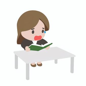 行動する人物 ol,年配,焦り,緊張,慌てる,記入,メモ,筆記,仕事,オフィスのイラスト素材