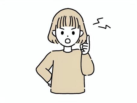 人差し指をたてて叱る人 怒る,女性,叱る,ムカムカ,イライラ,ムカつく,話す,お母さん,不快,人差し指のイラスト素材