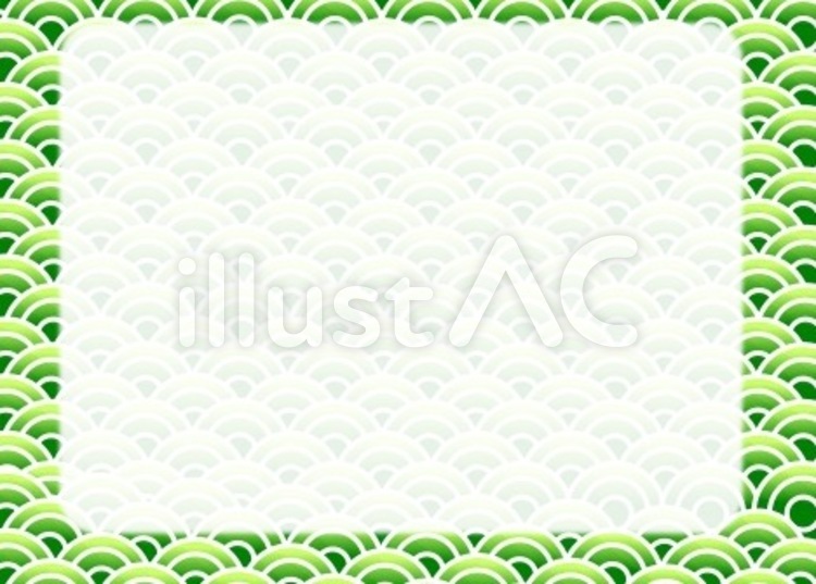 和柄波模様　カード　緑のグラデーション カード,和柄,波模様のイラスト素材