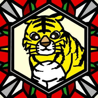 シームレスなモザイク　干支 寅　o 寅,虎,トラ,干支,動物,正月,年賀状,カラフル,華やか,明るいのイラスト素材