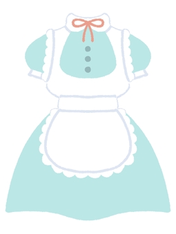 水色のメイド服 メイド服,水色,エプロン,ドレス,リボン,ワンピース,コスチューム,コスプレ,制服,店員のイラスト素材