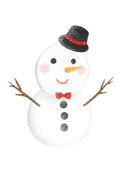 Snowman color pencil drawing style, , JPG and PNG