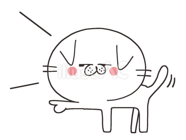 横を指さす猫 猫,指差し,横のイラスト素材